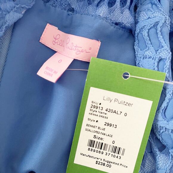 LILLY PULITZER Kenna Lace Dress Bennet Blue 0 - Picture 9 of 11